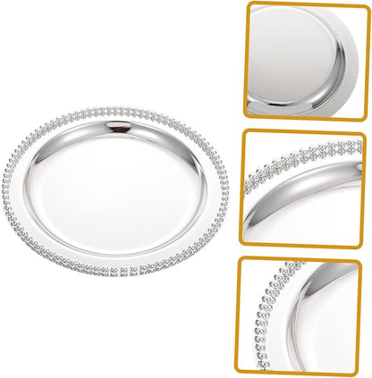 Metal Serving Tray for Snacks and Desserts Elegant Fruit and Candy Plate for Home Entertaining and Lightweight Decorative Kitchen Accessory Silver Finish