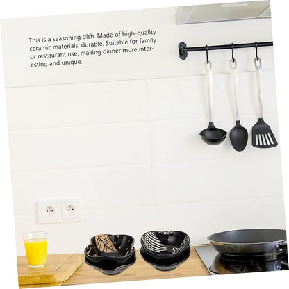4Pcs Embossed Ceramic Appetizer Plates Sauce Dishes Lightweight Decorative Spice Holders for Home Use for Dipping and Serving Fruits