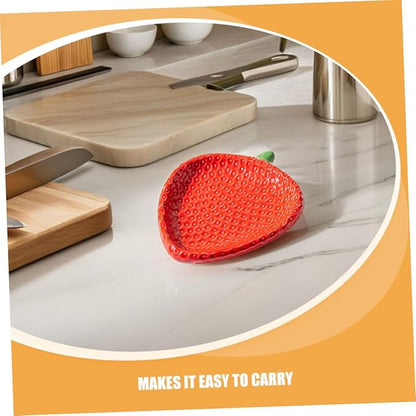 Luxshiny Strawberry Ceramic Dipping Plate: Small Plate For Sauces Snacks And Appetizers - Strawberry Dish For Family Parties And Restaurant Decor