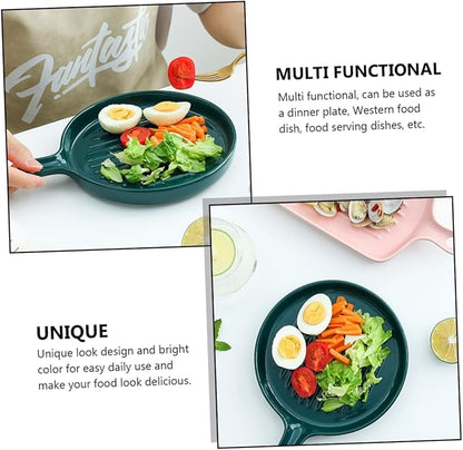 PRETYZOOM Ceramic Appetizer Plates Multi Functional Serving Plates for Dinner and Baking Microwave Oven Safe Unique Design Easy to Clean and Maintain for Housewarming
