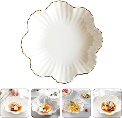 Homoyoyo Ceramic Food Serving Plate Set White Kitchen Storage Dish for Home Use for Appetizers and Dinner