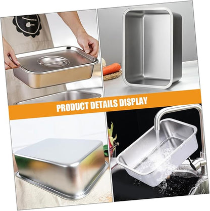 2Pcs Stainless Steel Buffet Tray Catering Food Pan Capacity Serving Dish for Parties Kitchen Use Easy to Clean