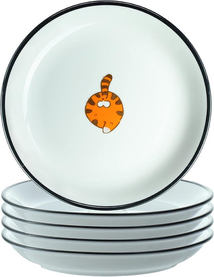 SOCOSY Cute Funny Cat Butts Ceramic Seasoning Dishes Sauce Dish Sushi Dipping Bowl Appetizer Plates Tea Bag Holder Serving Dish for Kitchen, 5 Inch, Set of 4