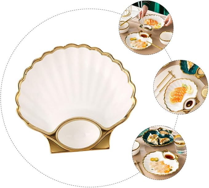 BESTOYARD Shell Serving Plate for Sushi Dumpling Dish Ceramic Plates Elegant Vinegar Bowl