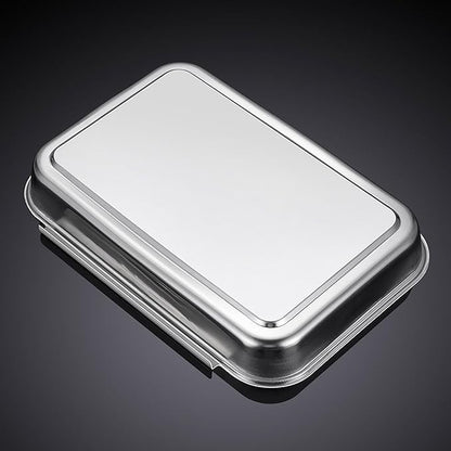 3Pcs Stainless Steel Breading Pans Set, Interlocking Pans for Breading Chicken Breasts,Pork Cutlets,Fish Chips and More (8.5" x 5.8" x 1.2")