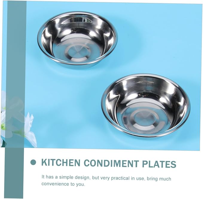 Happyyami Stainless Steel Sauce Dish Set 8-Piece Condiment Plates for Appetizers Simple Seasoning Storage Bowls Dishwasher Safe for Home Use