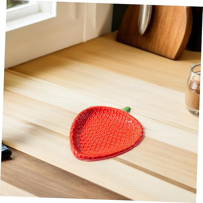 STOBAZA Strawberry Shaped Ceramic Appetizer Plate: Porcelain Snack Dish For Sushi Pastry And Desserts - For Home Gatherings And Outdoor Picnics