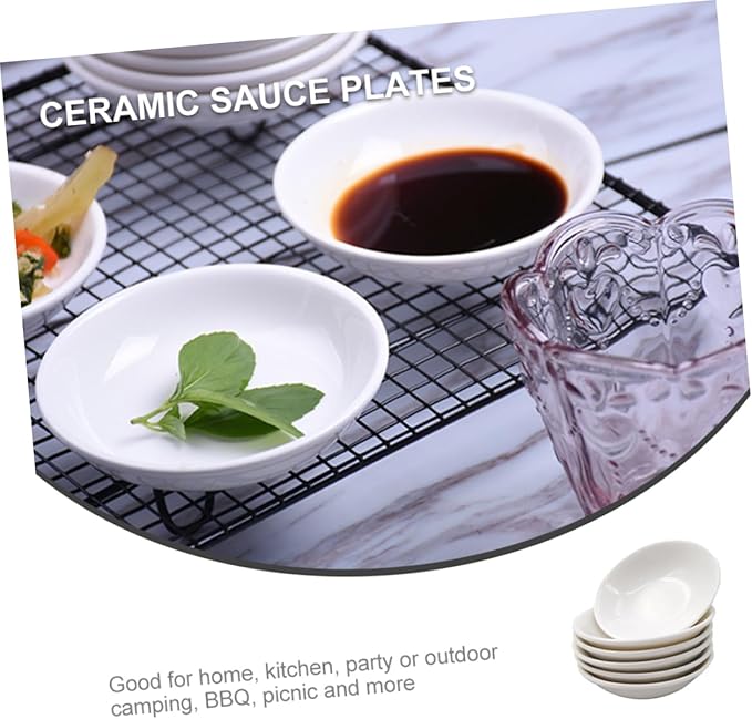 IMIKEYA 6pcs Plates Ceramic Sauce Dishes Condiment Serving Dish Sauce Storage Container for Home Restaurant Decor