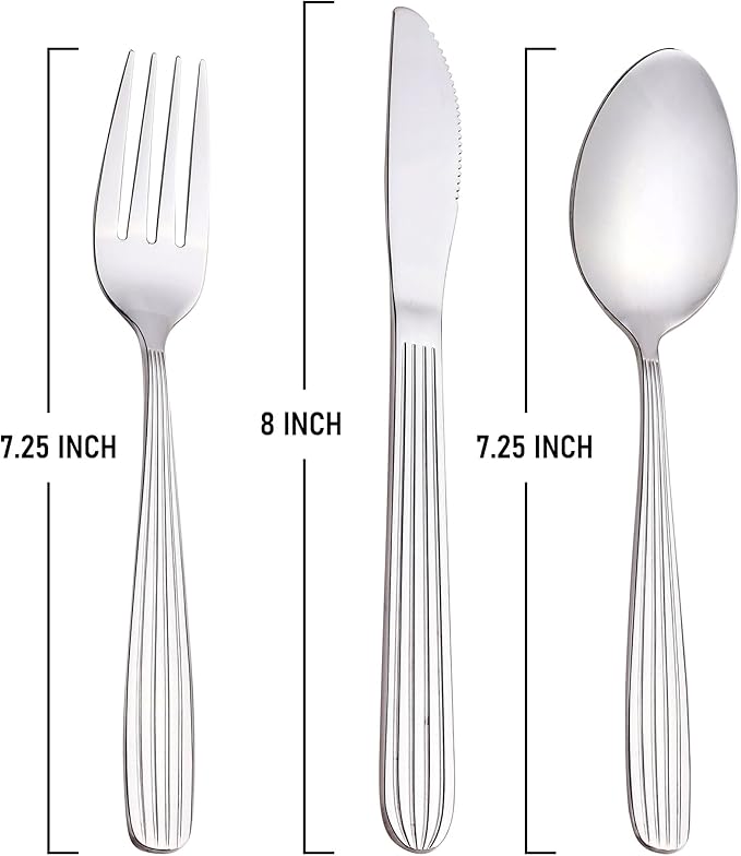 Dinner Forks, Spoons & Dinner knives Set, Food Grade Stainless Steel Silverware Set, Mirror Polished, Dishwasher Safe Flatware Set (6-Pcs, Dinner Knives)