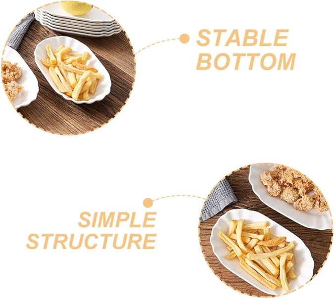 Luxshiny 2pcs Creative Ceramic Snack Plates Appetizer Dishes for Fruit French Fries and Dipping Sauces Elegant Kitchen Serving Plates for Parties and Casual Gatherings
