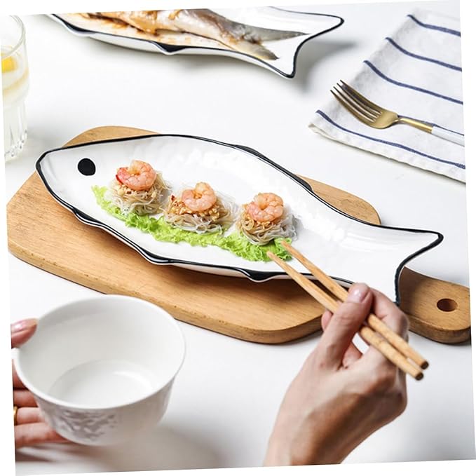 Fish Steaming Plate Small Ceramic Steamer Dish for Healthy Cooking for Microwave Use for Serving Delicious Seafood and Appetizers
