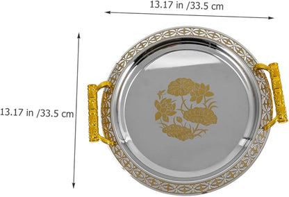 IMIKEYA Decorative Tray Gold Pattern Serving Dish Multi-Functional Snack Storage Plate Home Supplies Tea Cup Tray