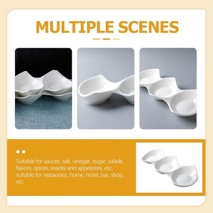 DECHOUS Three-compartment Ceramic Dipping Bowls for Condiments and Appetizers Versatile Seasoning Plates for Sauces Snacks and Salads for Parties and Restaurants