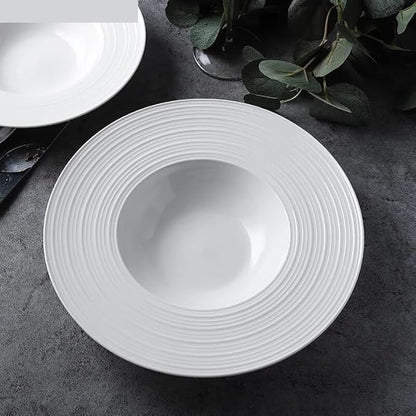 SONGCHAO Party Supplies Creative White Ceramic Plate Round Style Household Kitchen Dishes Dinner Plates Dish Plates Salad Plates Dessert Tray Party Plates (Color : 1pcs-11 inch)