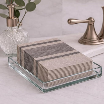 Made in Italy Linen-Feel Disposable Guest Towels - Premium Airlaid Cloth-Like Bathroom Napkins, Soft & Absorbent Luxury Hand Towels, Elegant Striped Dinner Napkins for Parties, Events, Bulk 500 Count