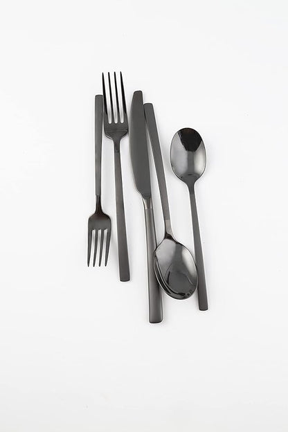 Cambridge Silversmiths Beacon Black Sand Mirror 20-Piece Flatware Set, Service for 4