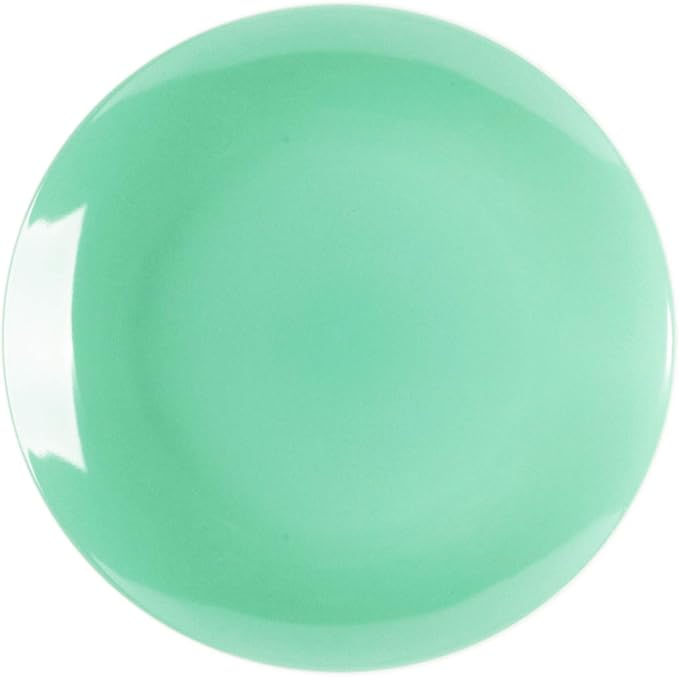 Stoneware Coupe Shape 12pc Dinnerware Set, Outside White + Inside Teal