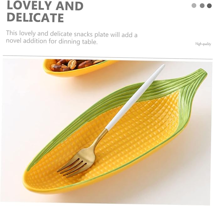 ABOOFAN 1pc Snacks Plate Yellow Appetizer Plates Trays for Food Serving Porcelain Reusable on The Cob Dishes Serving Platter Adults Charcuterie Plates Serving Plates Ceramics
