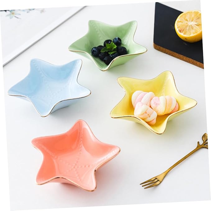 Garneck 3pcs Ceramic Serving Plate Dipping Sauce Bowls Condiment Dish Appetizer Container Random Color