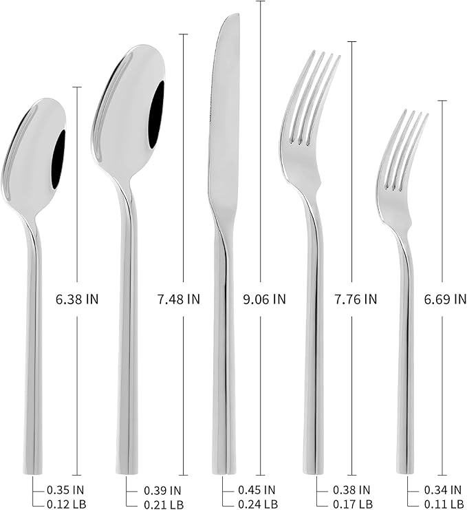 Silverware Set Flatware Set Stainless Steel Heavy Cutlery Set Hexagon Handle Mirror Finished 60 Pieces Service for 12