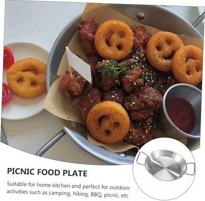1pc Party Food Plate with Double Handles Snack Tray for Serving Salad for Afternoon Tea Bbqs Camping and Family Gatherings