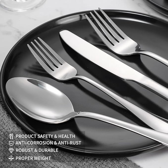 20-piece Silverware Set with Steak Knives For 4, Flatware Cutlery Set, Stainless Steel Forks And Spoons Silverware Set, Kitchen Utensils Set, Dishwasher Safe
