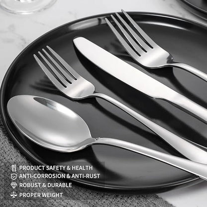 20-piece Silverware Set with Steak Knives For 4, Flatware Cutlery Set, Stainless Steel Forks And Spoons Silverware Set, Kitchen Utensils Set, Dishwasher Safe
