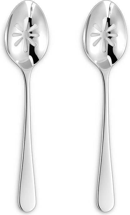 KEAWELL Premium Louise 9" Serving Spoon Set – 18/10 Stainless Steel - Uniting Elegance and Durability - Exquisite Serving Utensils for Parties (Slotted Spoon)