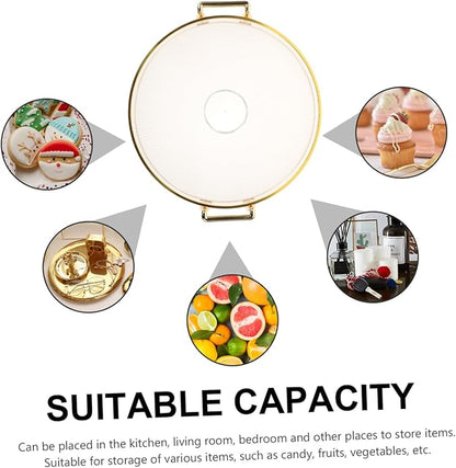 ABOOFAN Round Dual-Handle Serving Tray Vintage Decorative Fruit Plate for Home Kitchen Accessory for Tea Cups Snacks and Jewelry Organization