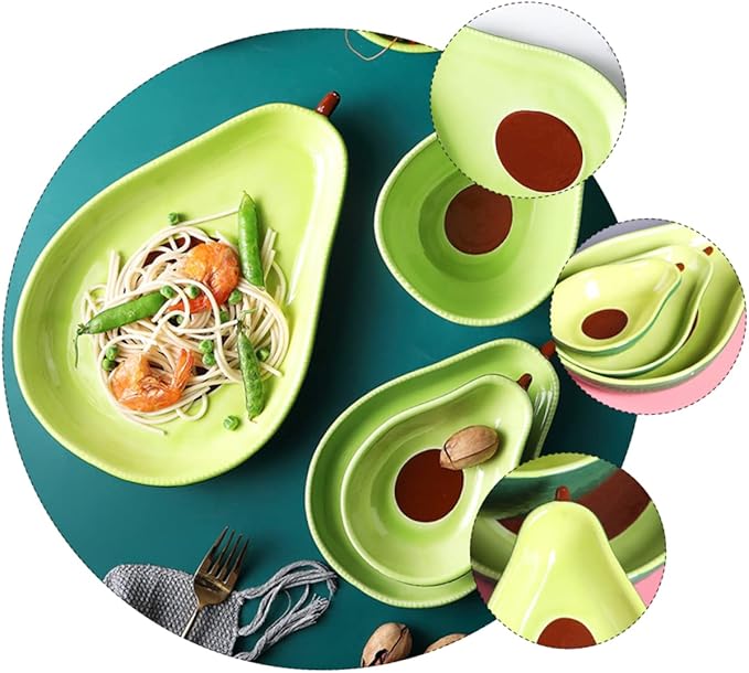 1Pc Avocado Shape Ceramic Serving Plate Creative Food Container for Appetizers Desserts and Salads for Parties Gatherings and Restaurants Lightweight Design