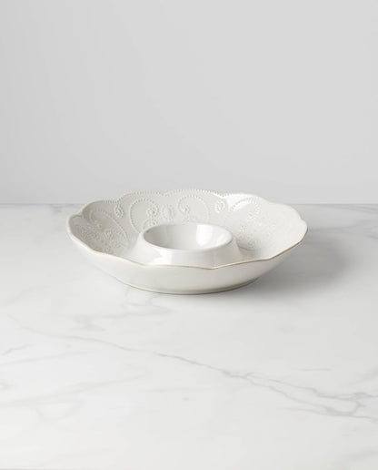 Lenox French Perle Chip and Dip Tray, White -