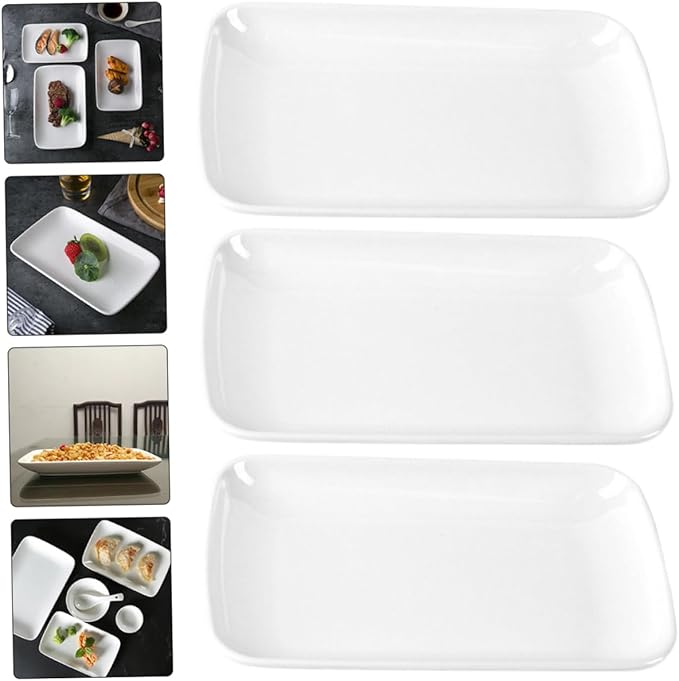 Cabilock 3Pcs Rectangular Snack Plates Breakfast Serving Dishes Kitchen Food Plates for Appetizers and Salads Suitable for Home Use