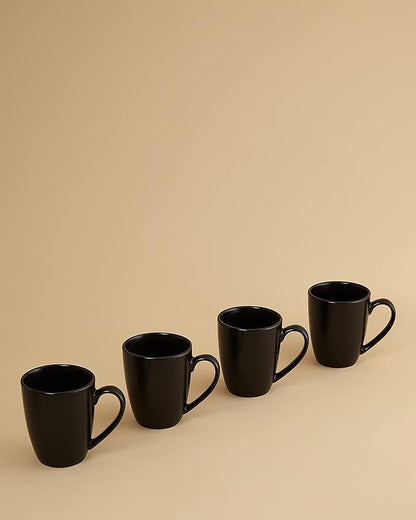 Euro Ceramica Euro Essential Collection 16 Piece Dinnerware Set, Service for 4, Solid Semi-Matte Black