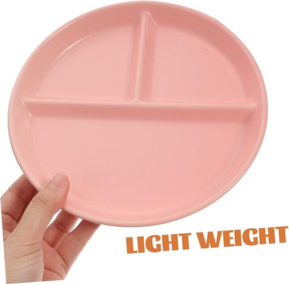 PRETYZOOM Ceramic Divided Plate Separated Dinner Plate for Healthy Eating Beautiful Pink Design for Adults Easy to Clean for Snacks Appetizers and Meals
