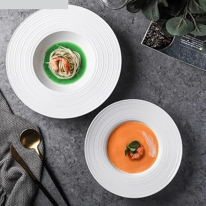 SONGCHAO Party Supplies Creative White Ceramic Plate Round Style Household Kitchen Dishes Dinner Plates Dish Plates Salad Plates Dessert Tray Party Plates (Color : 1pcs-11 inch)