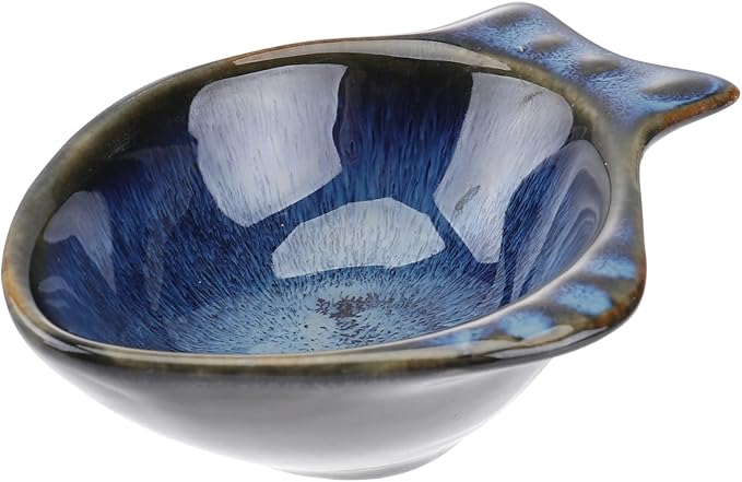 Ceramic Fish Shaped Appetizer Plate Versatile Sauce Dish for Condiments Dipping Bowl for Fruits Nuts Candies Easy to Clean for Home School Picnic Catering