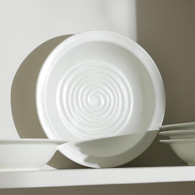 Stone Lain Orbit 4-Piece Pasta Bowl Set – Stoneware, White, Service for 4, Durable Round Bowls for Pasta, Dishwasher & Microwave Safe, Modern Textured Tableware for Everyday Dining