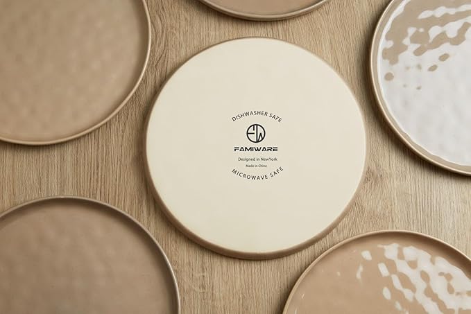 famiware Mars 6 Pieces Dinner Plates, 10.25 inch Plate Set, Scratch Resistant, Stoneware Dinnerware, Kitchen Modern Rustic Serving Dishes, Cinnamon Brown