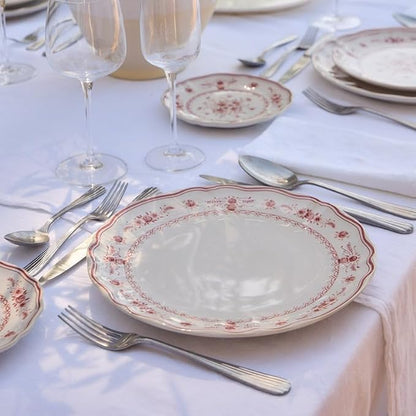 Costa Nova Ceramic Stoneware 7'' Appetizer Plate - Vila Collection, White-Red | Microwave & Dishwasher Safe Dinnerware | Food Safe Glazing | Restaurant Quality Tableware