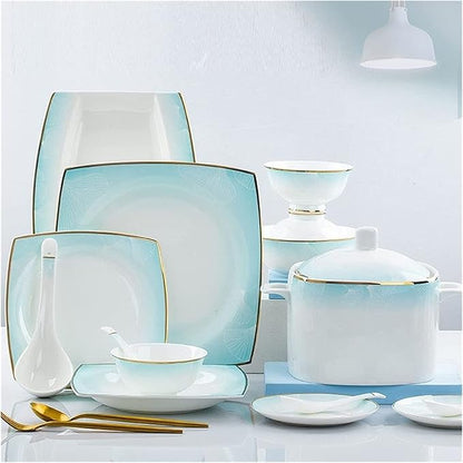 Dinnerware Sets - Luxury Gift Dishes Service Set, 56/60PCS Ceramic Dinnerware Set Bone China Tableware Dishes Plates Ceramic Combination Dinner Service Set Diner Set Porcelaine (60 Pieces)