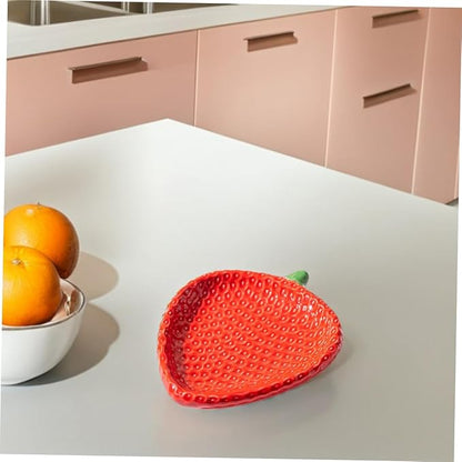 Strawberry Ceramic Appetizer Plate Snack Dish for Outdoor Dining Travel Family Gatherings Easy Clean Sauce Dish Charming Design for Desserts Sushi