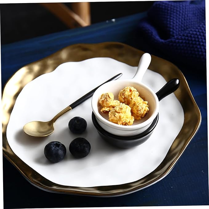 Unique Handle Ceramic Sauce Dishes Snack Plates Seasoning Bowls White for Restaurants Homes