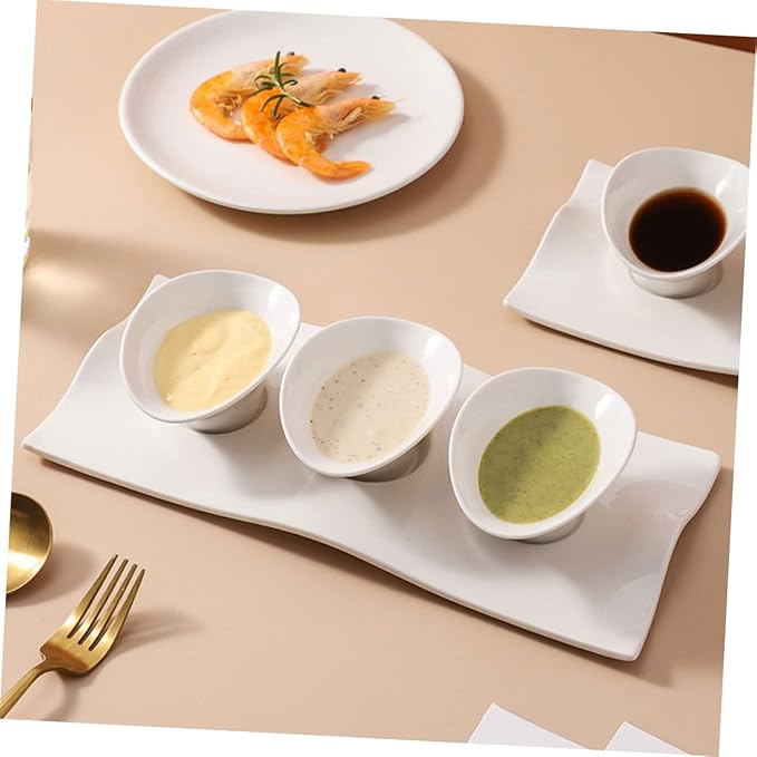 Ciieeo Japanese Style Ceramic Sauce Dish Set 4-Piece Condiment Plates Dishwasher Safe Appetizer Bowls for Dipping Sauces and Seasoning