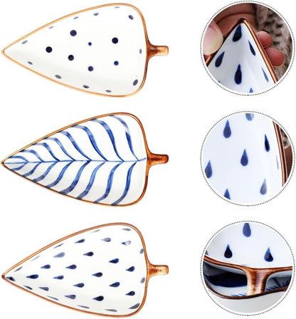 Mobestech 3pcs Ceramic Sauce Dish Random Style Seasoning Plates for Appetizers for Home Catering Anti-slip Design and Versatile for Sauces and Spices