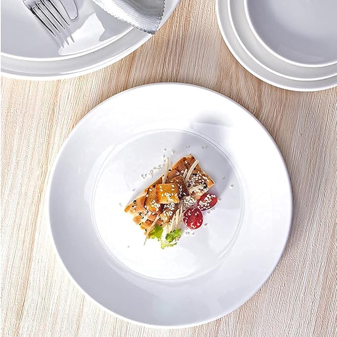 Dinnerware Set Luxury Family Dinner Service Set, 32pcs Pure White Ceramics Dinner Sets, Complete Porcelain Combi-Set, Fine Plates Bowls and Cups, Microwave and Dishwasher