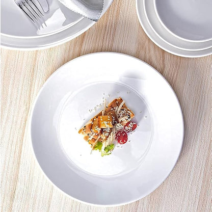 Dinnerware Set Luxury Family Dinner Service Set, 32pcs Pure White Ceramics Dinner Sets, Complete Porcelain Combi-Set, Fine Plates Bowls and Cups, Microwave and Dishwasher