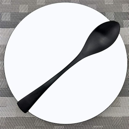 Matte Finish Polishing Black 18/10 Stainless Steel, Single Serving Flatware Silverware cutlery utensils Set,set of 6 Dessert Spoon