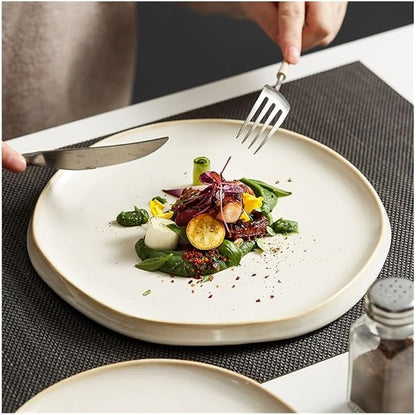 Dinner Plates, Simple Ceramic Dinner Plates Round Pasta Steak Plate Restaurant Solid Color Creative Tableware Snack Dessert Tray Cooking Dishes Tableware(6 inch)