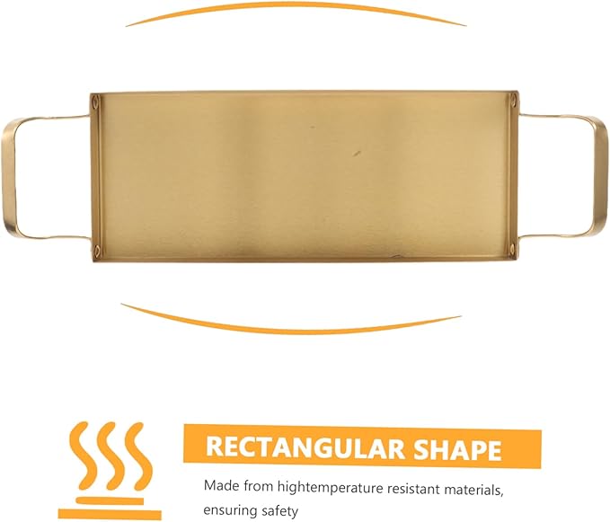 Ciieeo Stainless Steel Barbecue Platter Dual Handles Modern Korean Style Serving Tray for Appetizers Snacks Fruit and Desserts Small Rectangular Design Gold