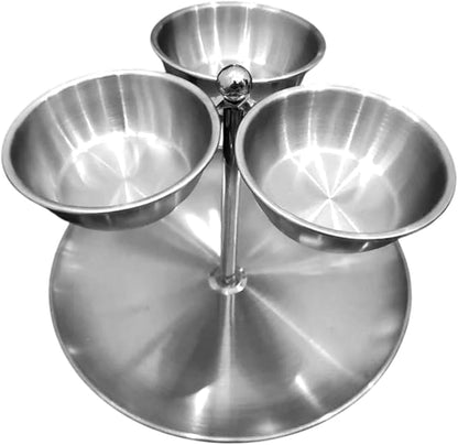 Fruit and Snack Serving Tray with Compartments for Events and Gatherings, Silver A